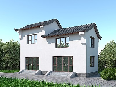 中式双层住宅模型