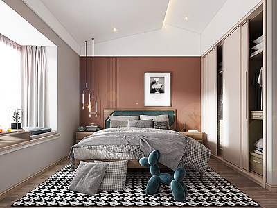 3d现代轻奢卧室模型