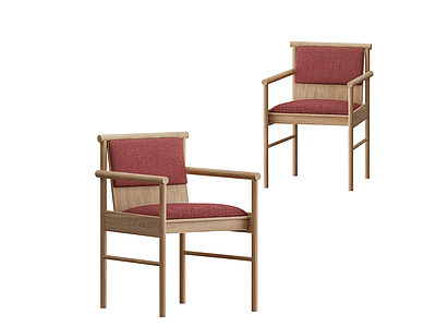 休闲绯红单椅模型