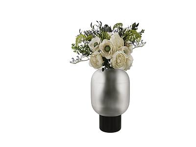3d休闲玻璃花瓶鲜花模型