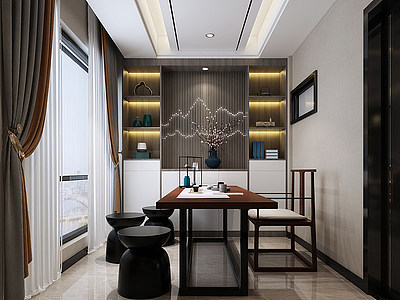 3d客厅茶室模型