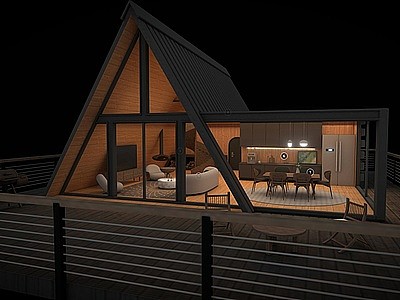 特色建筑景观木屋休闲室3d模型