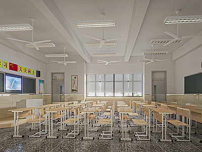 现代教室模型3d模型