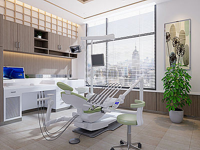 3d现代牙科诊室模型