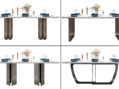现代餐桌组合模型
