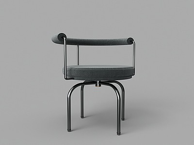 金属布艺圆形扶手休闲椅模型