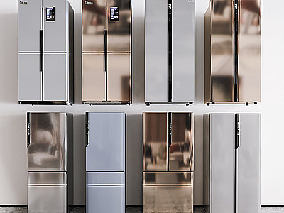 现代冰箱组合3d模型