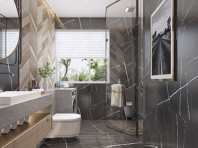 卫生间淋浴房装饰画模型3d模型