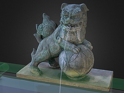 中式石狮子景观雕塑3d模型