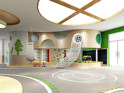现代幼儿园大厅模型