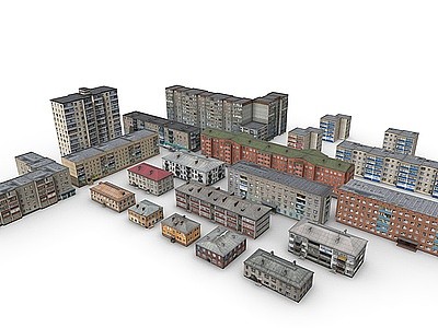 3d小区建筑住宅建筑多层住宅模型