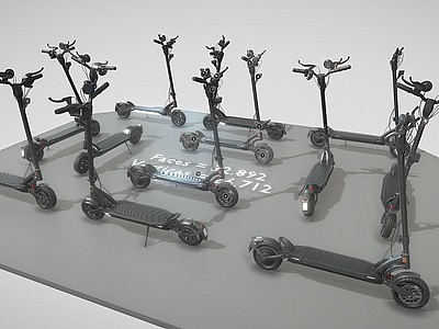 3d电动车滑板车折叠电动车模型