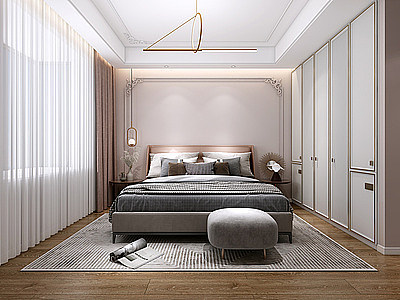 3d法式家居卧室模型