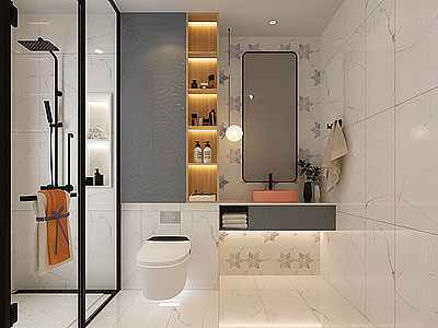 3d卫生间浴室模型
