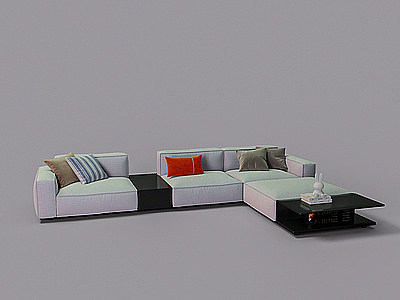 布艺L型多人沙发模型3d模型