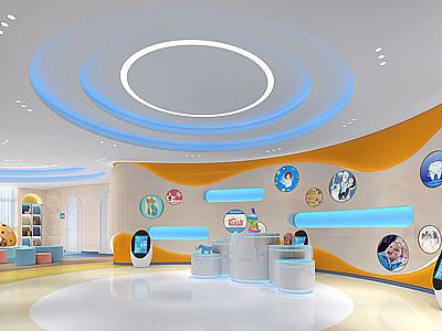 现代儿童牙科医院科普区模型3d模型