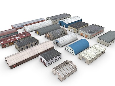 工业厂房老厂房仓库建筑模型3d模型