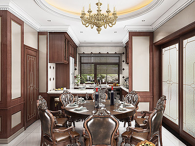 3d欧式古典客餐厅模型
