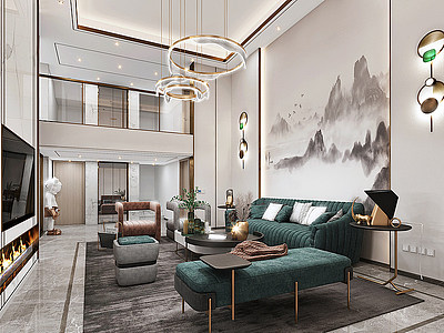 新中式客厅模型