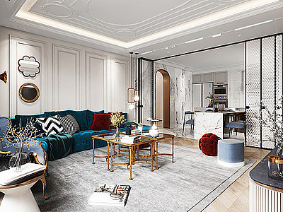 法式轻奢客厅模型3d模型