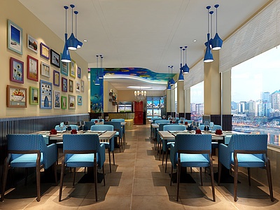 地中海自助餐厅模型3d模型