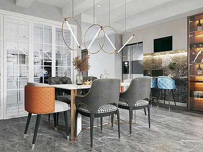 餐厅餐桌椅组合餐桌餐椅模型3d模型