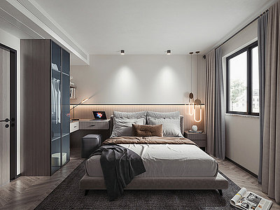 主卧室双人床组合柜模型3d模型