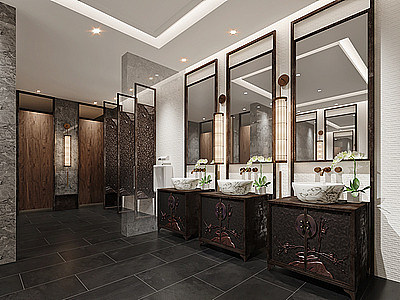 新中式酒店卫生间模型