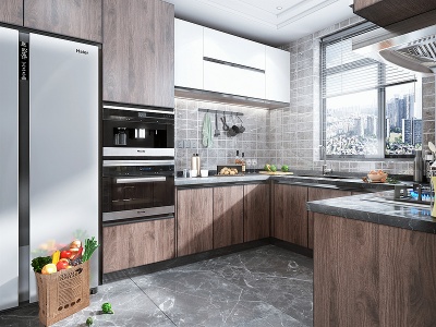 厨房橱柜蒸烤箱烟机灶具模型3d模型