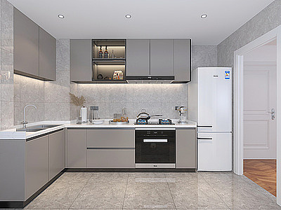 厨房橱柜冰箱模型3d模型