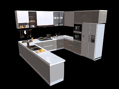 厨房用品橱柜灶台厨具模型3d模型