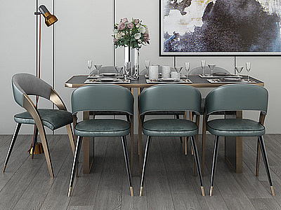 餐厅餐桌椅组合3d模型