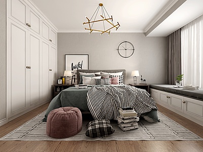 北欧卧室床吊灯模型3d模型