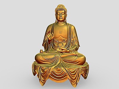 3d中式佛像雕塑佛祖摆件模型