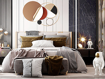 卧室床窗帘模型3d模型