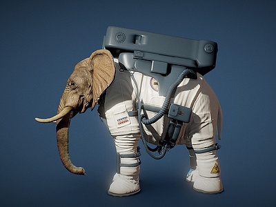 3d大象大象宇航员模型