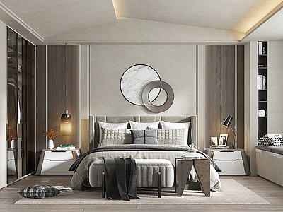 卧室床品吊灯椅子模型3d模型