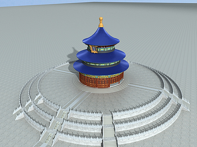 3d中式天坛建筑模型
