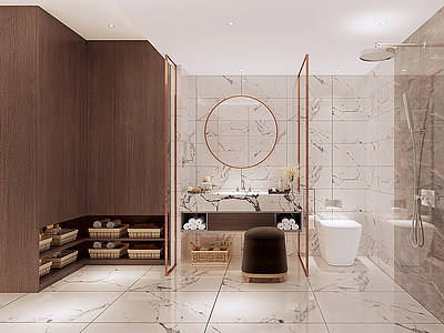 卫生间浴室柜淋浴房模型3d模型