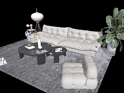 沙发茶几组合家具组合模型