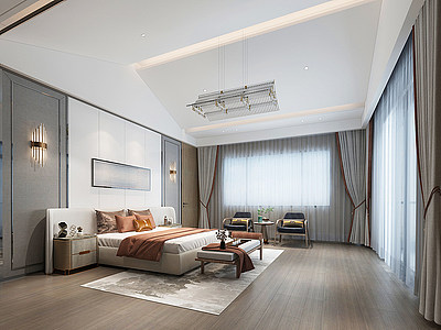 新中式轻奢卧室吊灯模型3d模型