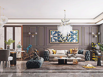 后现代客厅沙发茶几模型3d模型