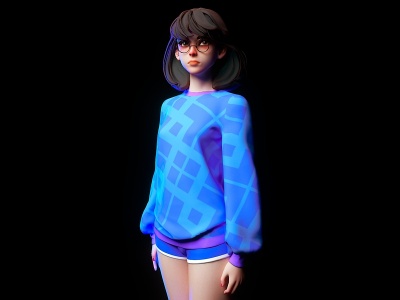 3d气质女孩虚拟人物站姿少女模型