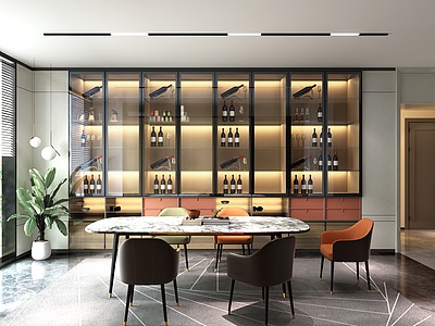 3d餐厅玻璃酒柜模型