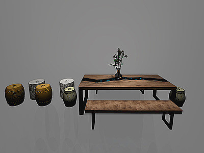 3d<font class='myIsRed'>新中式茶</font>桌椅模型