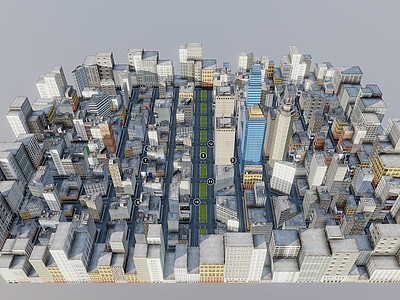 城市鸟瞰建筑规划建筑高楼模型