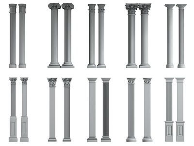 欧式罗马柱模型