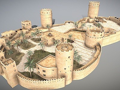 沙漠建筑沙漠城堡模型3d模型