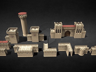 模块化古建沙漠建筑模型3d模型