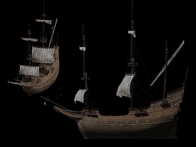 3d荷兰战船欧式战船模型